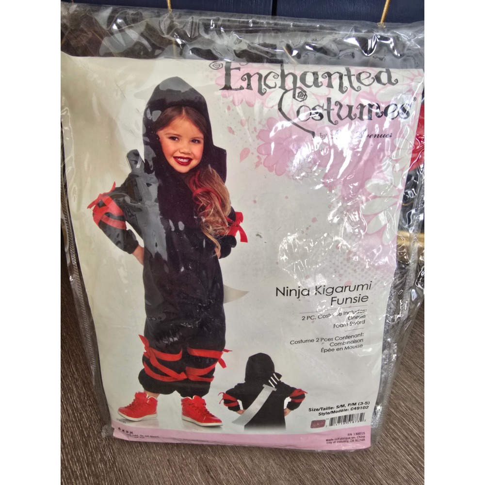 Enchanted Costumes Ninja Kigarumi Funsie Kids Jumpsuit Sword C49102 S/M 3-5